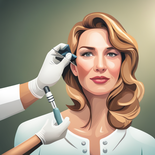 Illustration of a woman recieving botox to smooth out fine lines and wrinkles