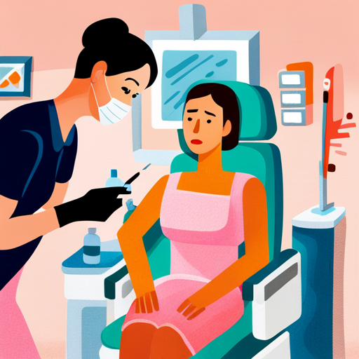 Illustration of a Woman with migraines getting relief with botox treatments